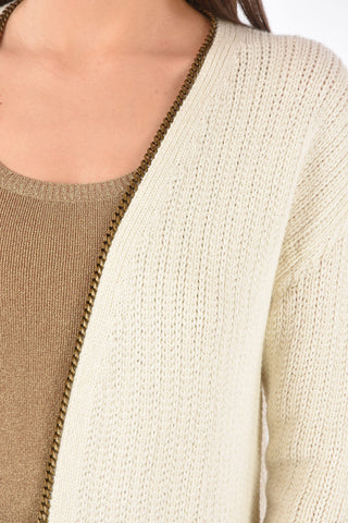 Chain-edged Wool Blend Cardigan