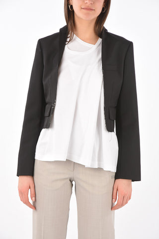 Blazer Crop con Bordi a Taglio Vivo