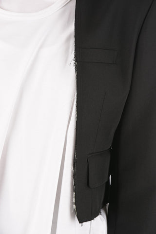 Blazer Crop con Bordi a Taglio Vivo