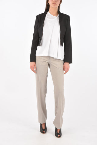 Blazer Crop con Bordi a Taglio Vivo