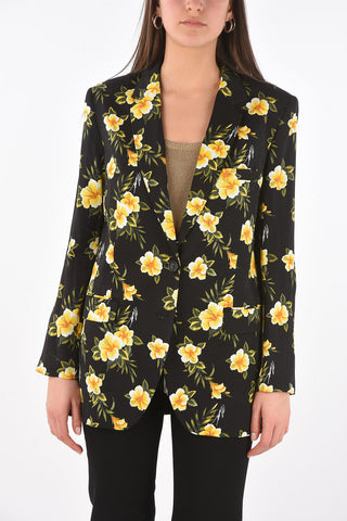 Blazer 2 Bottoni con Motivo Floreale