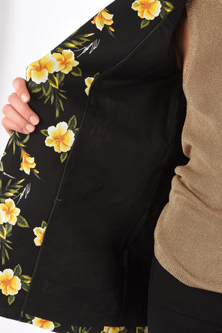 Blazer 2 Bottoni con Motivo Floreale