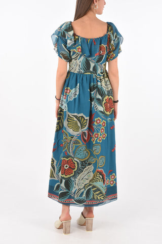 Floral Patterned Off-Shoulder Muumuu Dress