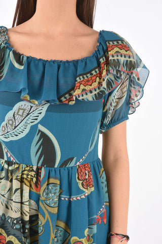 Floral Patterned Off-Shoulder Muumuu Dress