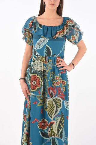 Floral Patterned Off-Shoulder Muumuu Dress