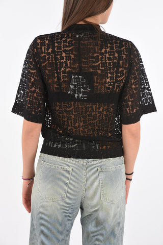 Crew Neck Logo Transparent Fabric T-Shirt