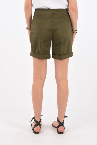 Triple-pleated Cotton Shorts