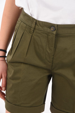 Triple-pleated Cotton Shorts