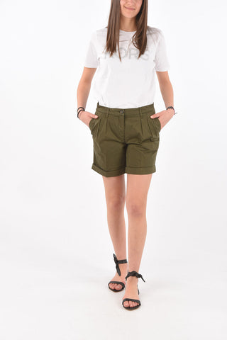 Triple-pleated Cotton Shorts