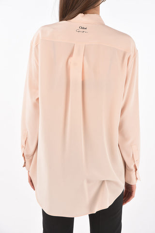 CORITA KENT Straight Collar Printed Silk Shirt