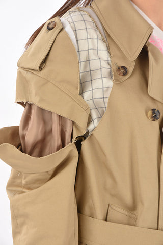 Double-breasted Cut-out Detail Cotton Trench