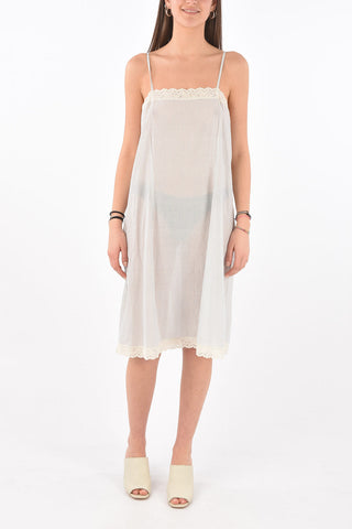 Abito Shift in Seta e Cotone con Bordi in Pizzo
