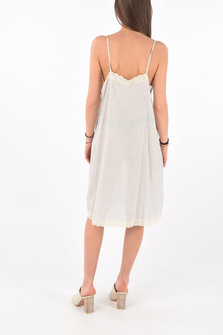 Abito Shift in Seta e Cotone con Bordi in Pizzo