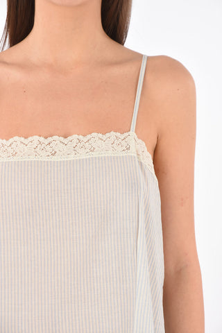 Abito Shift in Seta e Cotone con Bordi in Pizzo