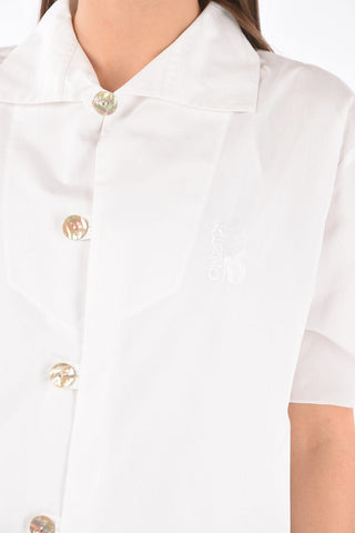Embroidered Logo Cotton Shirt Dress