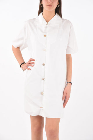 Embroidered Logo Cotton Shirt Dress