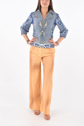 Short-sleeved Paisley Patterned Shirt