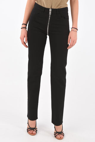 Pantaloni 4 Tasche in Denim con Cerniera
