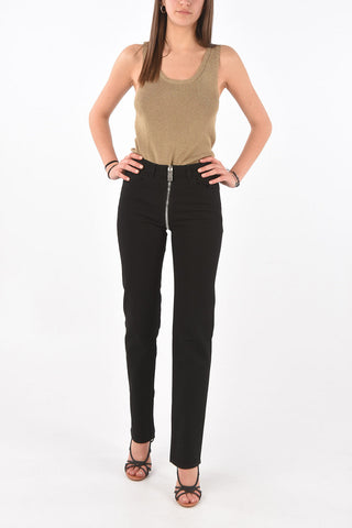 Pantaloni 4 Tasche in Denim con Cerniera