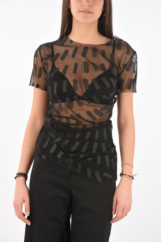 Asymmetric Stretch Tulle T-Shirt