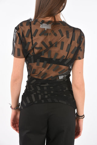 Asymmetric Stretch Tulle T-Shirt