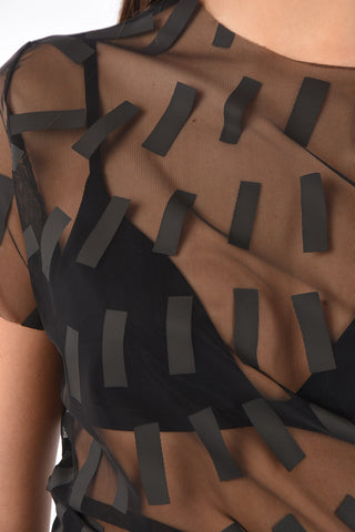 Asymmetric Stretch Tulle T-Shirt