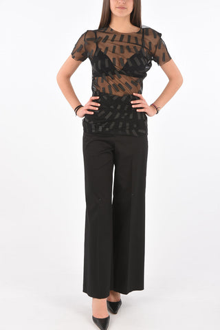 Asymmetric Stretch Tulle T-Shirt