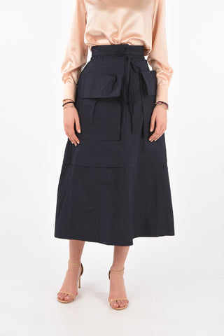 SEE BY Gonna Midi in Cotone con Tasche a Toppa