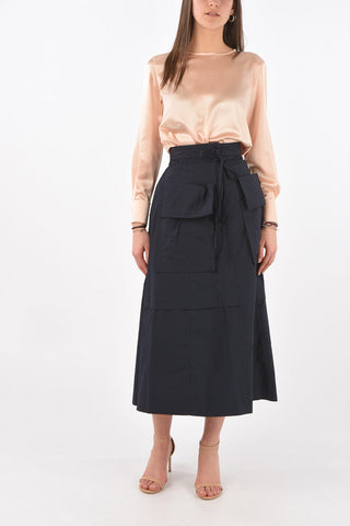 SEE BY Gonna Midi in Cotone con Tasche a Toppa