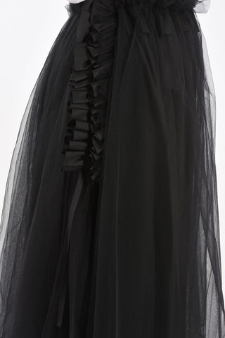 Ruffle Detail Tulle Midi Skirt