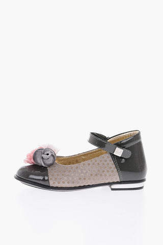 polka dots leather Mary Jane ballet flats