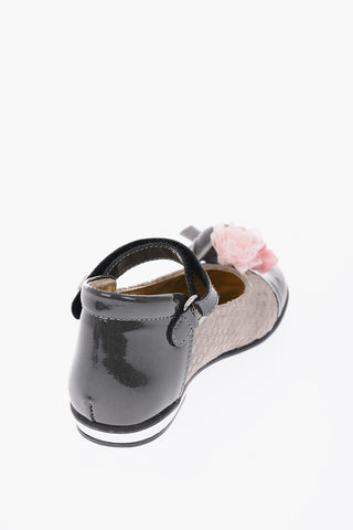 polka dots leather Mary Jane ballet flats
