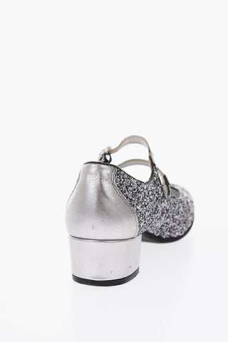5cm glitter Mary Jane ballet flats with heel