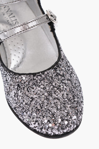 5cm glitter Mary Jane ballet flats with heel