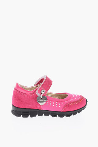 suede leather mary jane ballet flat with track rubber sole