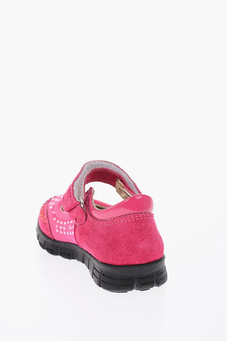 suede leather mary jane ballet flat with track rubber sole