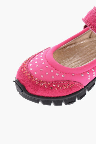 suede leather mary jane ballet flat with track rubber sole