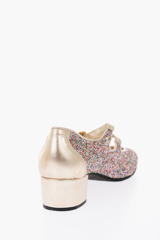 5cm glitter Mary Jane ballet flats with heel