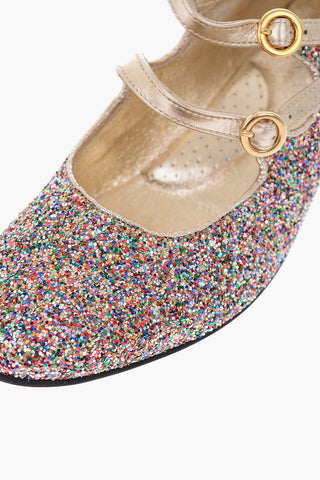 5cm glitter Mary Jane ballet flats with heel
