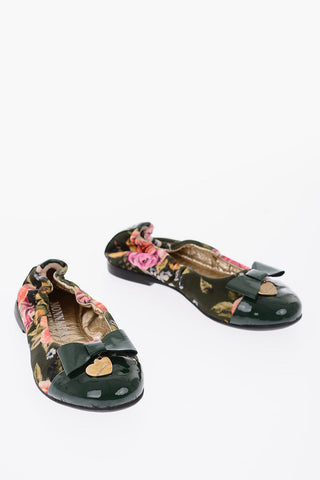 floral patterned ballet flats with leather details