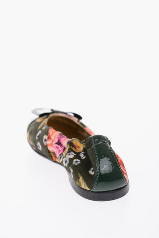 floral patterned ballet flats with leather details