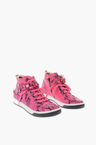 sneakers alte in pelle effetto pitone con zip laterale