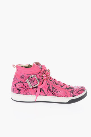 sneakers alte in pelle effetto pitone con zip laterale