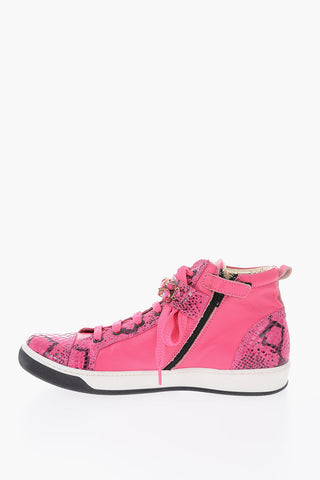 sneakers alte in pelle effetto pitone con zip laterale