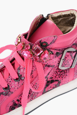sneakers alte in pelle effetto pitone con zip laterale