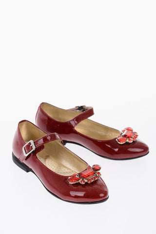 patent leather Mary Jane ballet flats with bezels