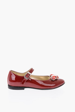 patent leather Mary Jane ballet flats with bezels