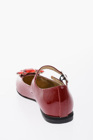 patent leather Mary Jane ballet flats with bezels
