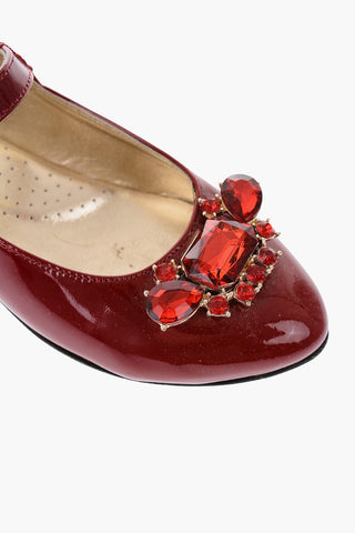 patent leather Mary Jane ballet flats with bezels