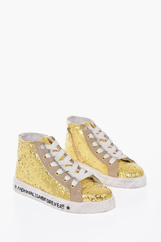 sneakers alte glitter in pelle con zip laterale